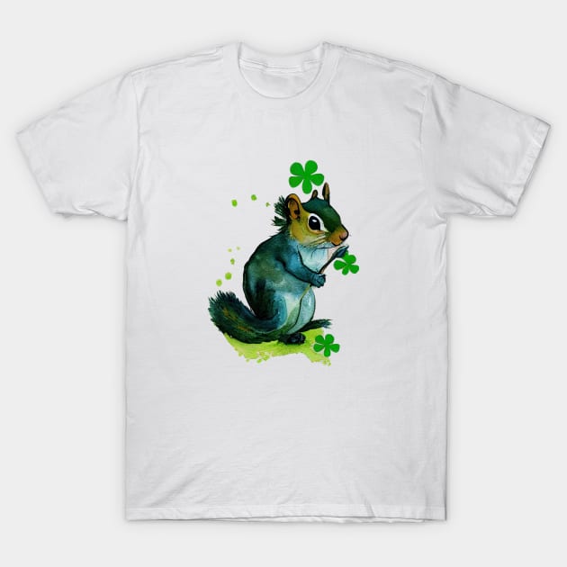 Leprechaun Four Leaf Clover Squirrel, Saint Patrick's Day T-Shirt by fistikci